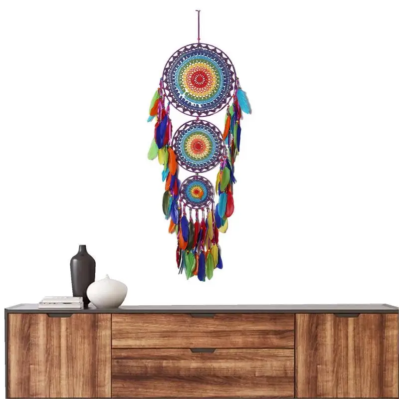 Dream Catchers Colorful 3 Rings True Feather Dream Catcher Wall Decoration Wind Chimes Wall Decoration Pendant Home Decoration
Dream Catchers Colorful 3 Rings True Feather Dream Catcher Wall Decoration Wind Chimes Wall Decoration Pendant Home Decoration