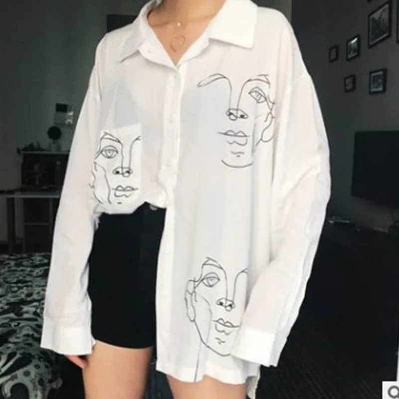 Face Print Button Up Shirt Blouse Spring Long Sleeve Fashion Woman Blouses 2022 Turn-down Collar Casual Blouses and Shirts Top
Face Print Button Up Shirt Blouse Spring Long Sleeve Fashion Woman Blouses 2022 Turn-down Collar Casual Blouses and Shirts Top
