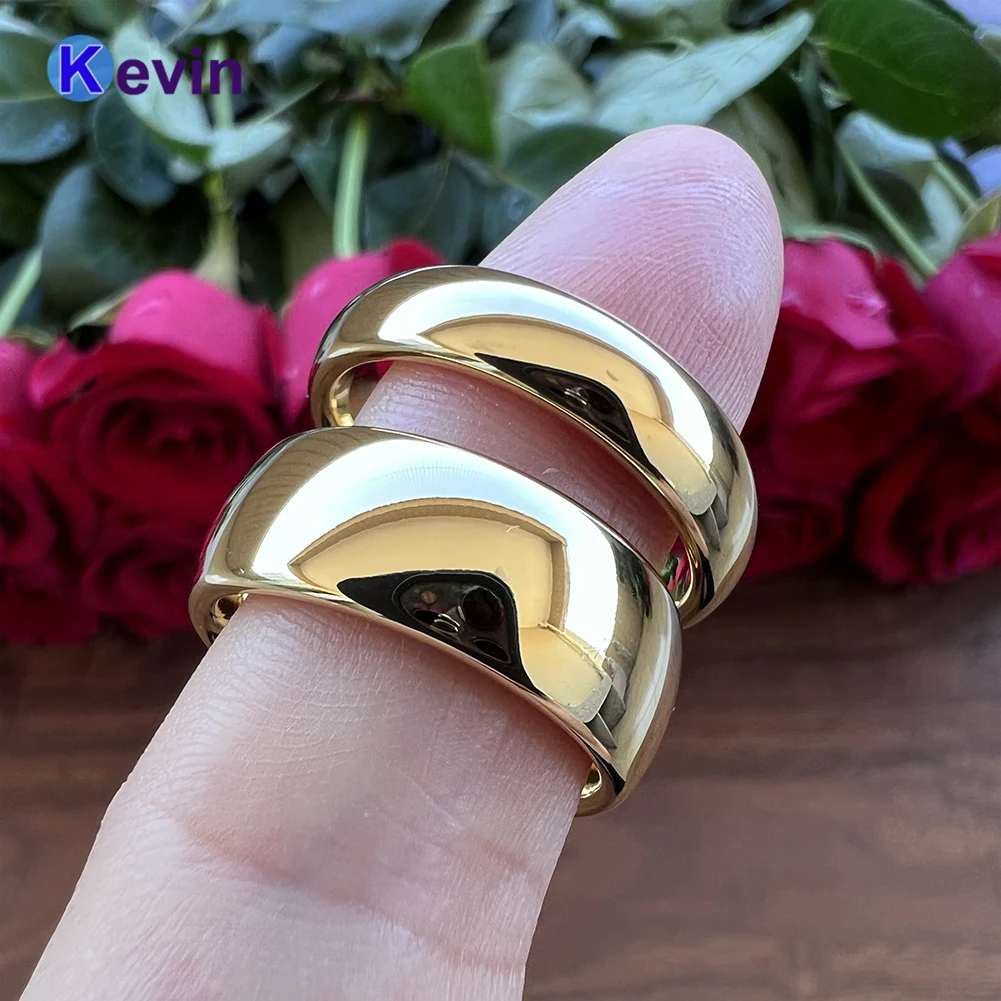 

6MM 8MM Men Women Gold Tungsten Carbide Ring Couple Fashion Engagement Wedding Band Domed Polished I Know/Love You Engraved