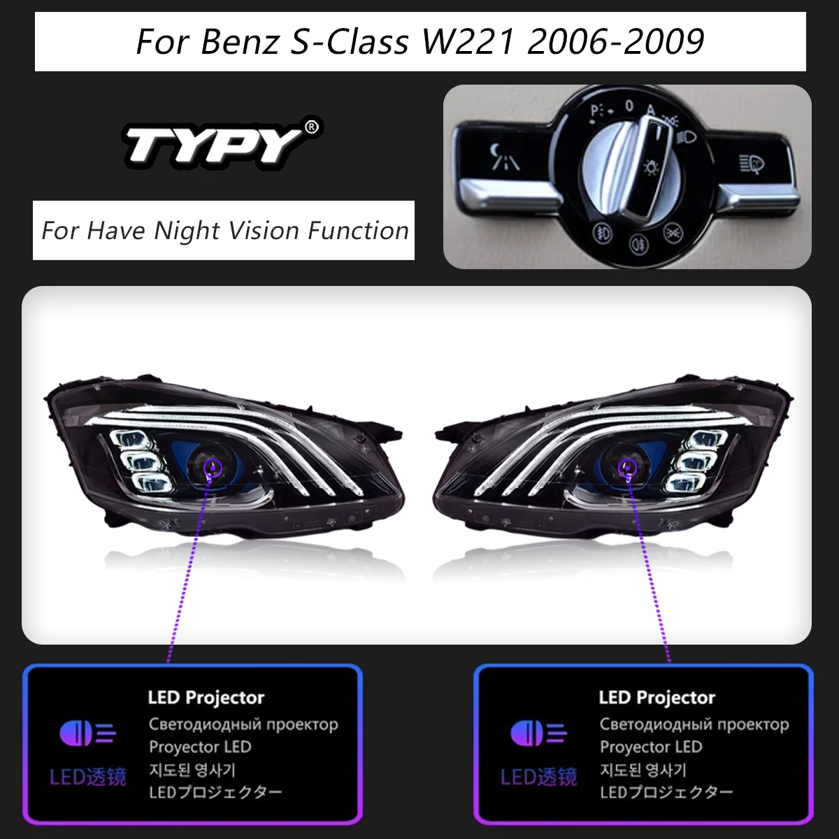 Автомобильные фары TYPY для Mercedes Benz S-Class W221, фары 2006-2013 детской фары, дневные ходовые огни, яркий и ближний свет
Автомобильные фары TYPY для Mercedes Benz S-Class W221, фары 2006-2013 детской фары, дневные ходовые огни, яркий и ближний свет