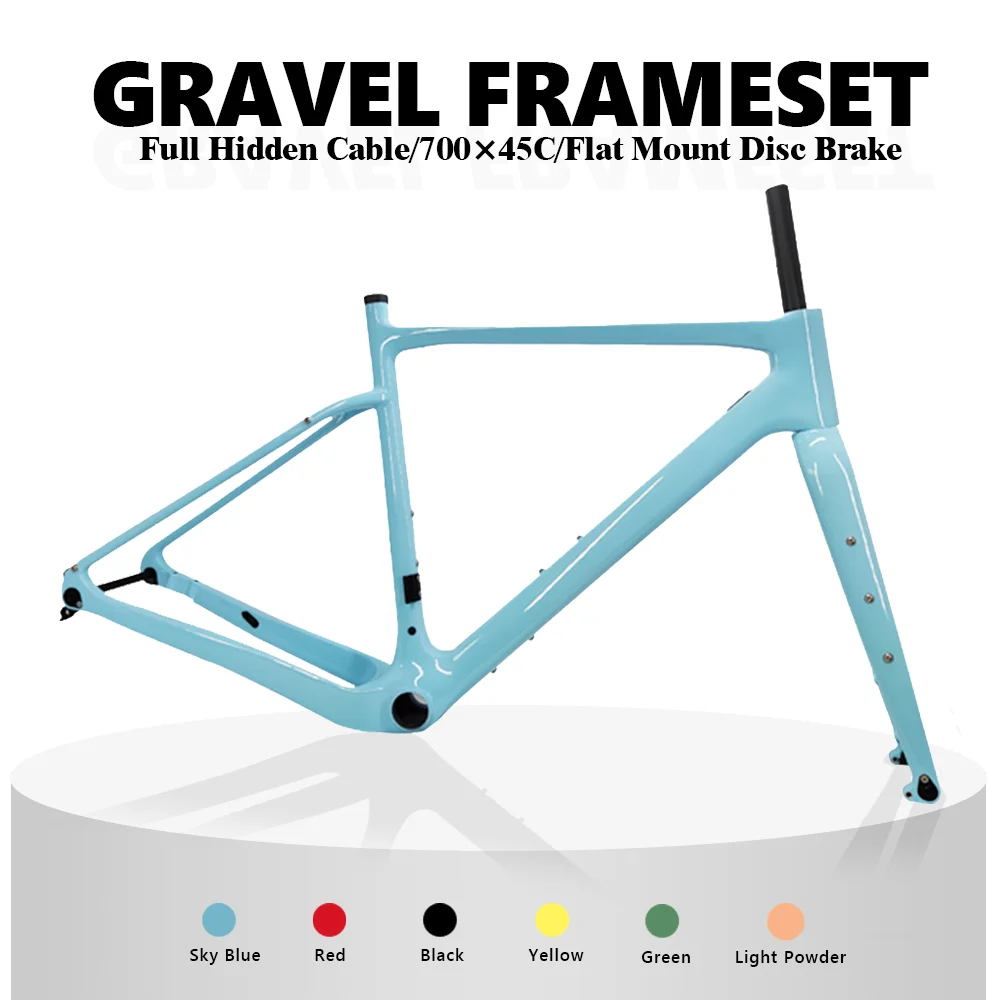 

New T1000 Carbon Gravel Frame 700C*45C Thru Axle 142mm BB386 Disc Brake Gravel Bicycle Frameset Road Bike Frame Cyclocross Bike