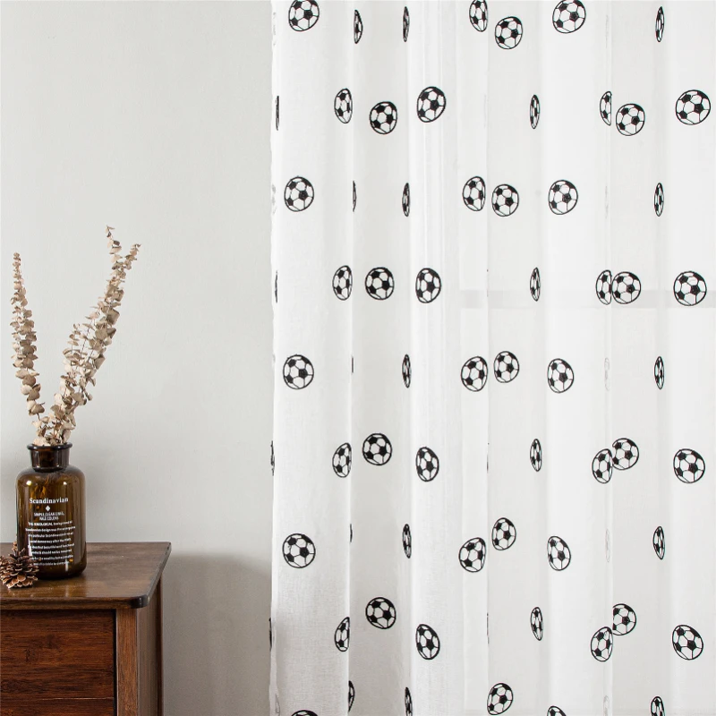 Nordic Curtains for Living Dining Room Bedroom Children's Room Custom Football Embroidery White Tulle Window Curtain Home Decor
Nordic Curtains for Living Dining Room Bedroom Children's Room Custom Football Embroidery White Tulle Window Curtain Home Decor