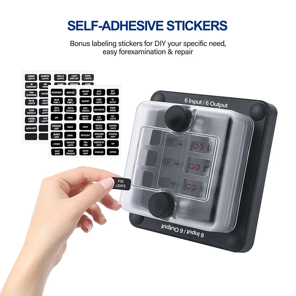 6-Way Auto Blade Fuse Holder Box Block With Waterproof For 12V 32V Car Marine Fuse Holder Box Label Stickers
6-Way Auto Blade Fuse Holder Box Block With Waterproof For 12V 32V Car Marine Fuse Holder Box Label Stickers