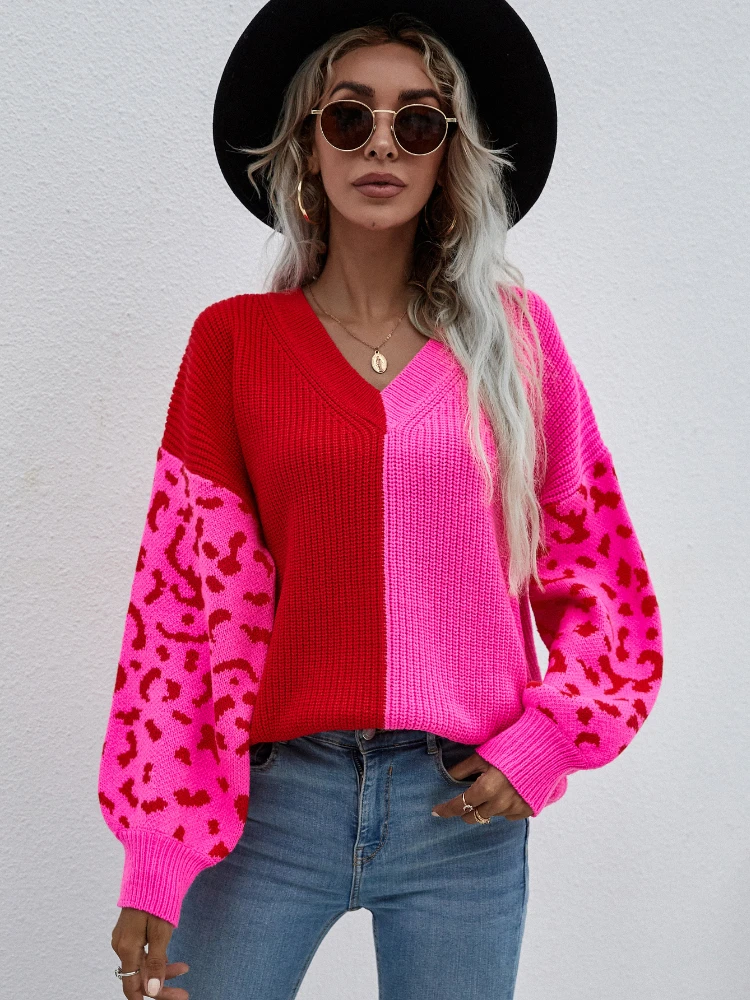 Fashion Tops 2022 Women Autumn Winter New Loose V-Neck Women's Knitted Cardigan Splice Leopard Pullover Sweater Streetwear Coats
Fashion Tops 2022 Women Autumn Winter New Loose V-Neck Women's Knitted Cardigan Splice Leopard Pullover Sweater Streetwear Coats