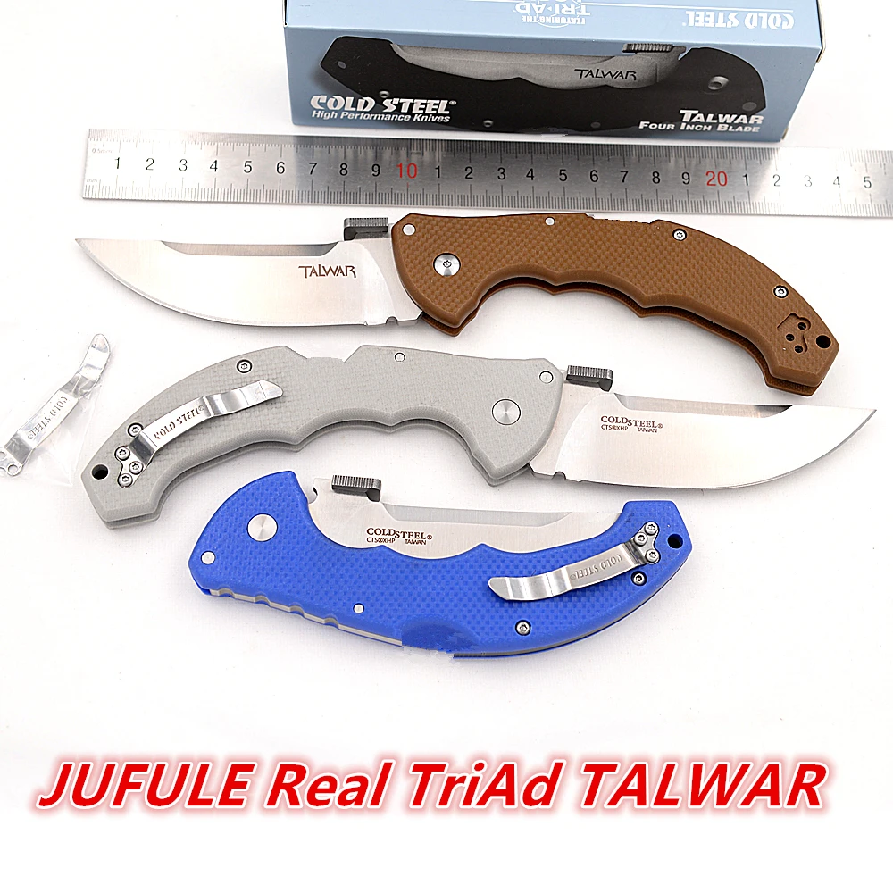 

JUFULE Made Cold Steel TriAD TALWAR Mark XHP Blade G10 Handle Copper Washer Hunting Tactical Outdoor EDC Tool Folding Camp Knife