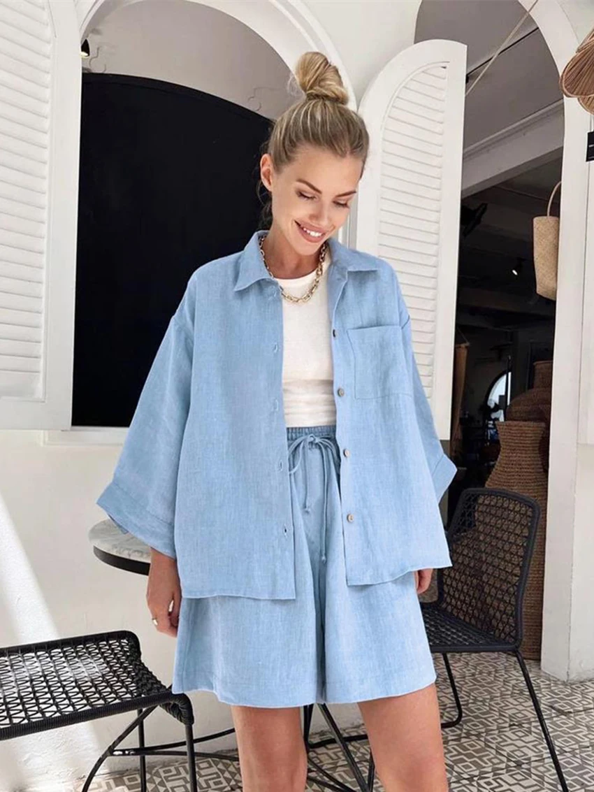 Marthaqiqi Fashion Women'S Pajama Set Nine Quart Sleeve Sleepwear Turn-Down Collar Nightwear Drawstring Shorts Women Summer Suit
Marthaqiqi Fashion Women'S Pajama Set Nine Quart Sleeve Sleepwear Turn-Down Collar Nightwear Drawstring Shorts Women Summer Suit