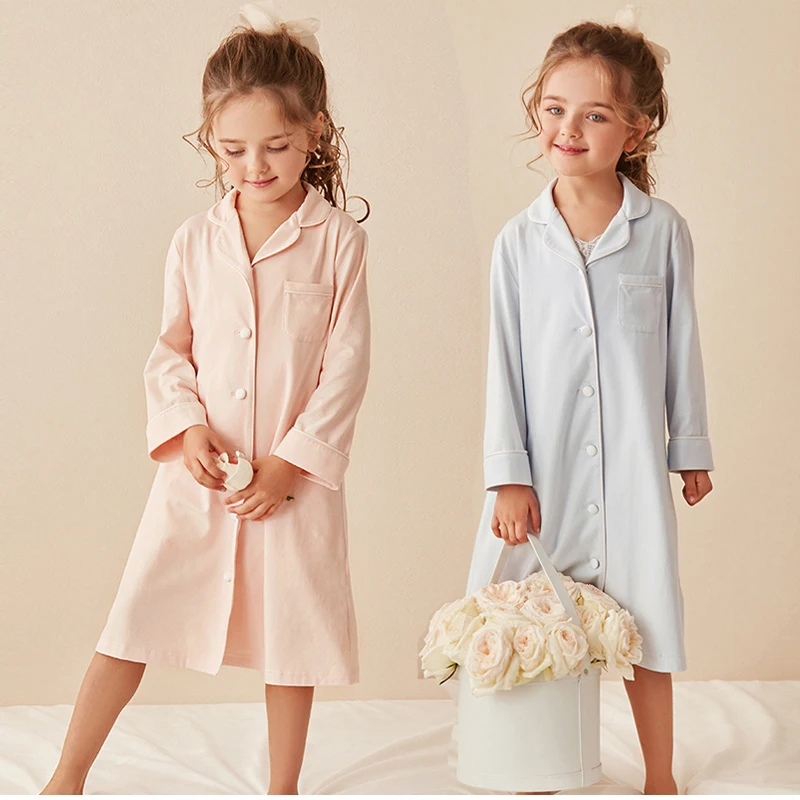 cotton short pajama sets 2019 Spring Children's Girls Lolita Dress Princess Sleepshirts Vintage Nightgowns Baby Nightdress Kids Sleepwear Pajamas Gown elegant pajama sets