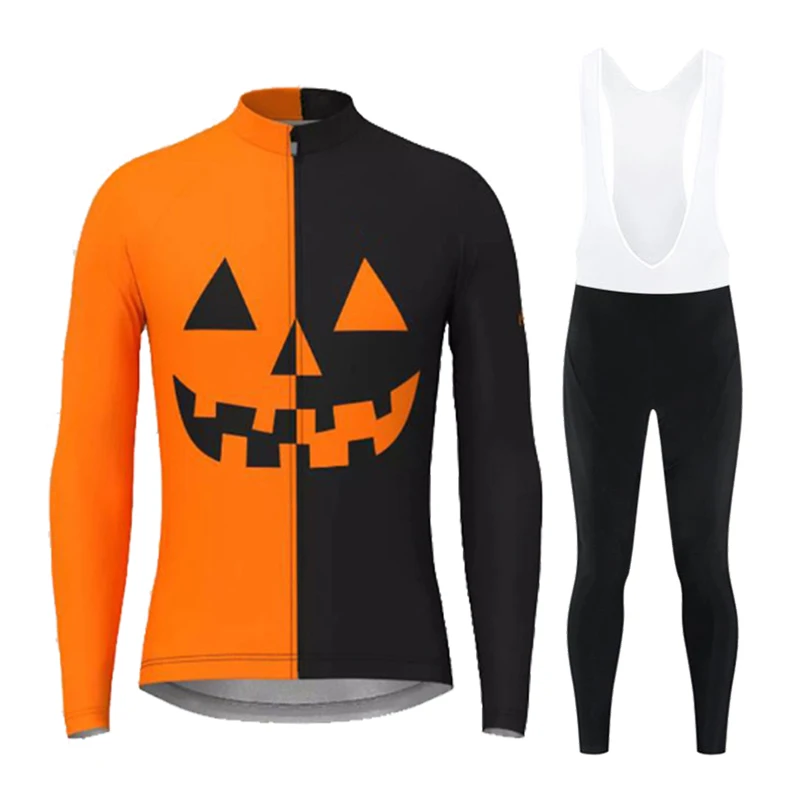 

Pumpkin Cycling Team Men's Cycling Jersey Long Sleeve Set MTB Bike Clothing Bicycle Trouser Cycle Uniform Kit Ropa Ciclismo