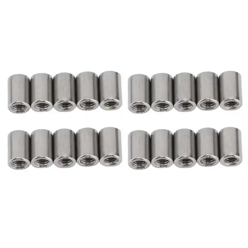 

20Pcs/set Coupling Nuts Round Stainless Steel Rod Connector Nut M6 Female Thread Fastener Hardware Wholesale