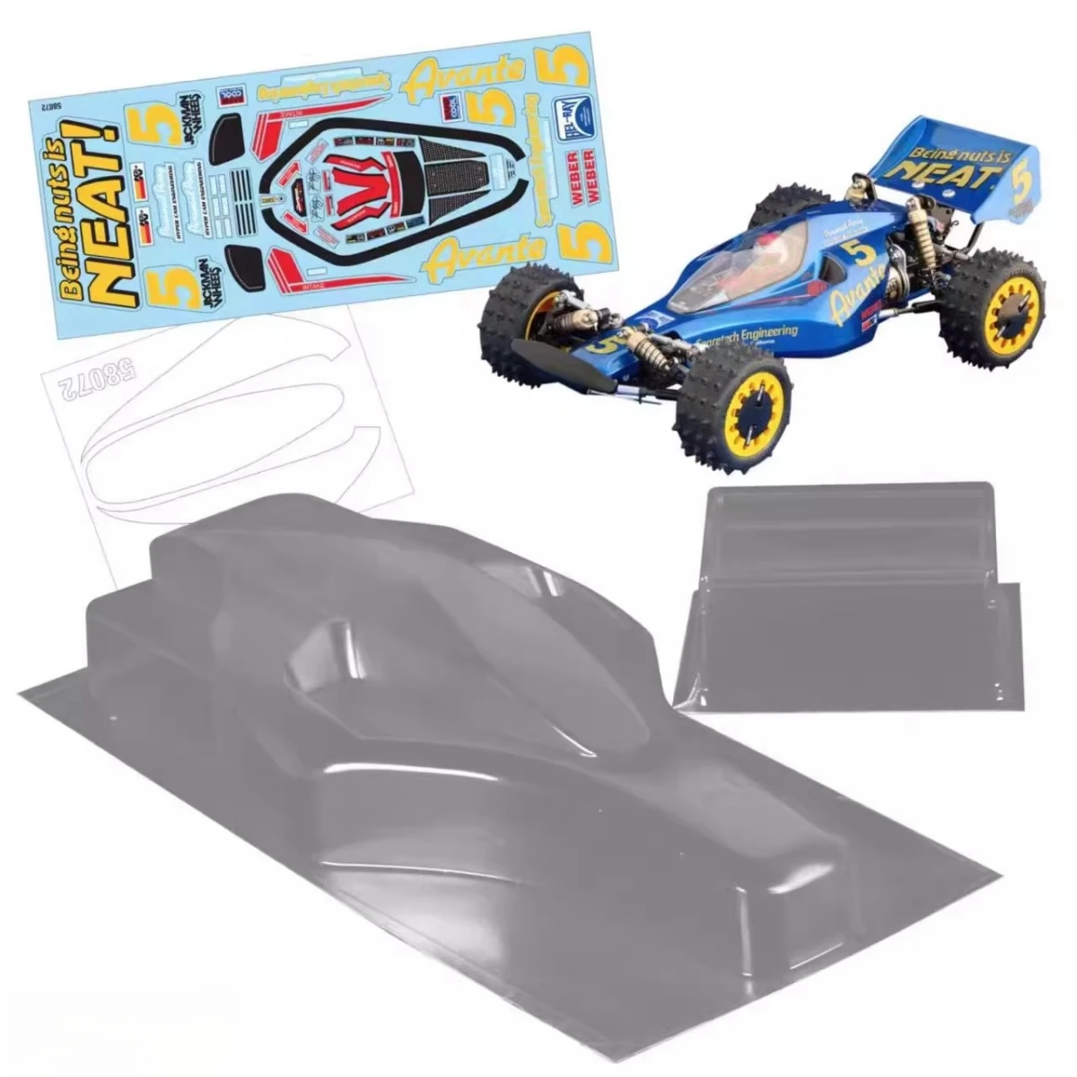 Прозрачный корпус Tamiya Avante. 1/10 Avante 4x4 запчасти для багги. Автомобиль с
