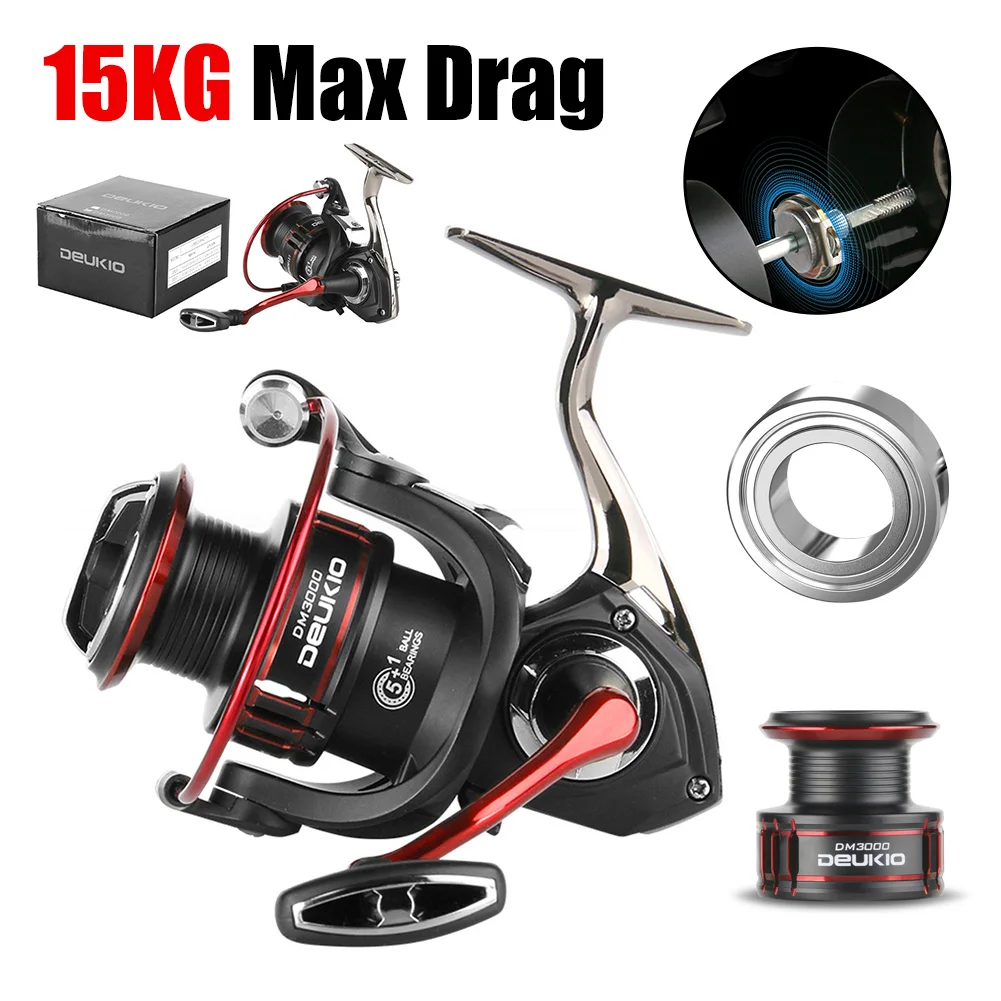 Spinning Reel 2000-7000 Series Fishing Reel 15KG Max Drag 5+1BB Metal Spool Freshwater Saltwater Tackle Carp Fishing Accessories
Spinning Reel 2000-7000 Series Fishing Reel 15KG Max Drag 5+1BB Metal Spool Freshwater Saltwater Tackle Carp Fishing Accessories