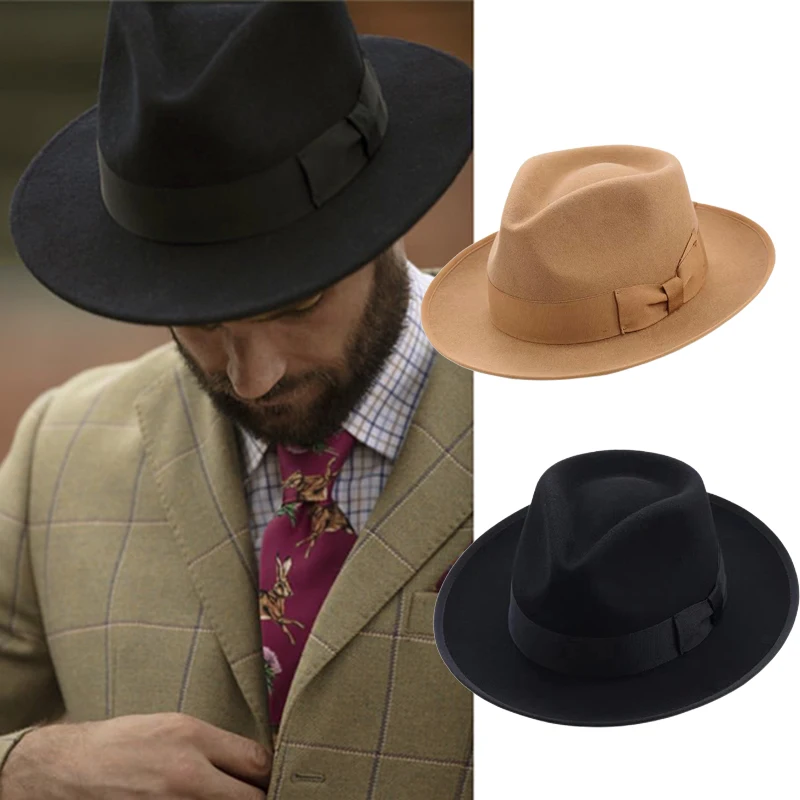 Black Fedora Hat Unisex Wide Brim Jazz Top Hat Autumn Winter Classic Elegant Panama Hat Gentleman Hat Wholesale Chapeau 
Black Fedora Hat Unisex Wide Brim Jazz Top Hat Autumn Winter Classic Elegant Panama Hat Gentleman Hat Wholesale Chapeau