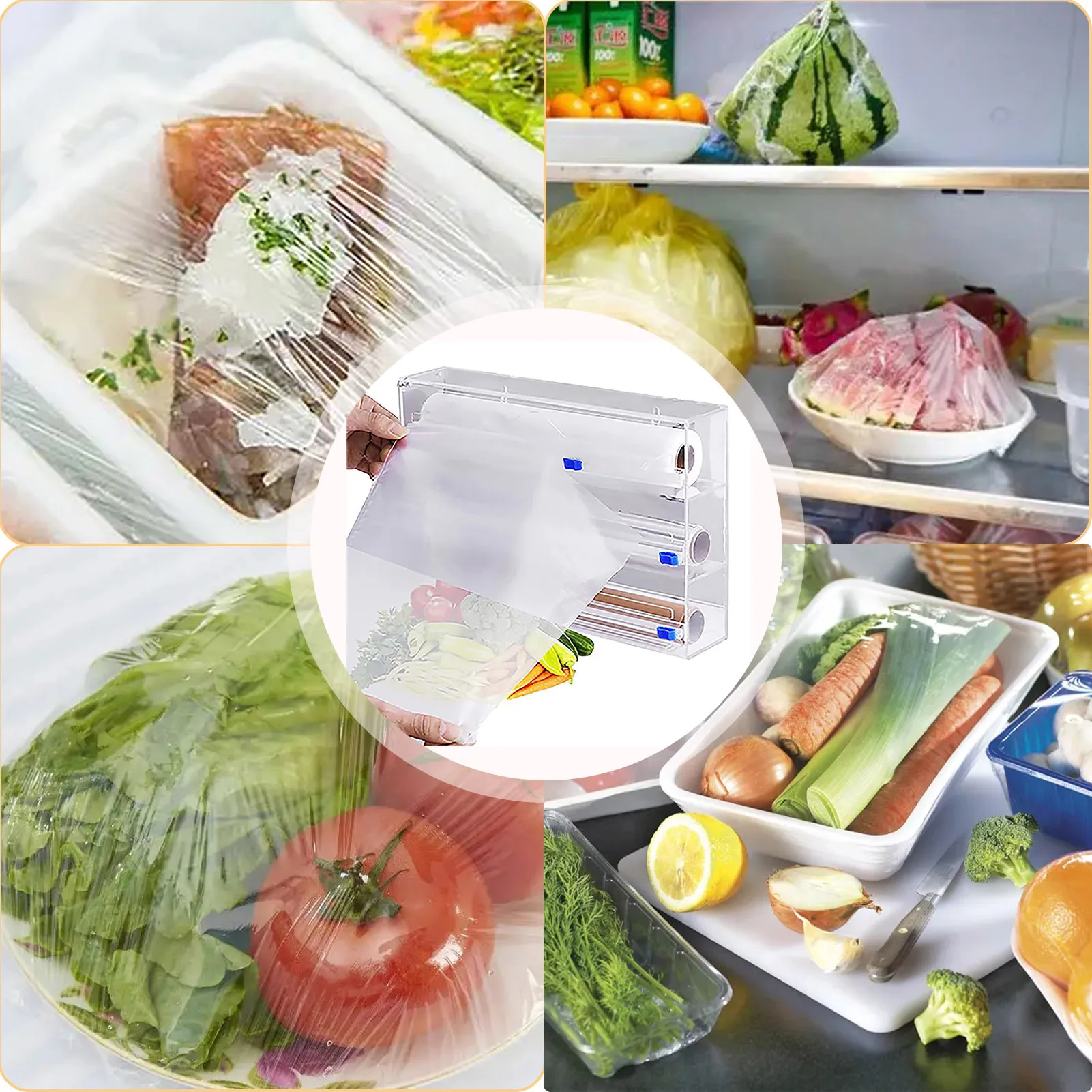 Refillable Cling Film Cutters Plastic Food Wrap Dispenser With Slide Cutter Preservation Foil Storage Box Convenient Efficient
Refillable Cling Film Cutters Plastic Food Wrap Dispenser With Slide Cutter Preservation Foil Storage Box Convenient Efficient