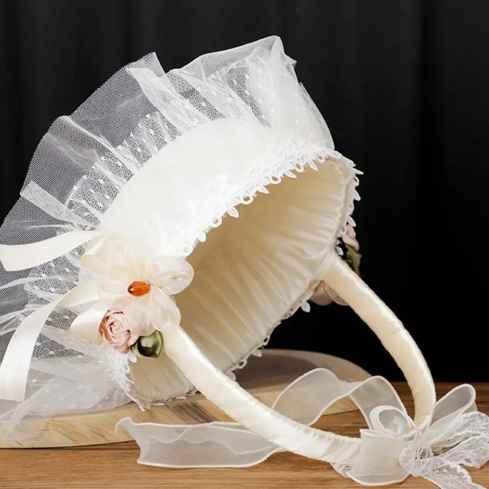 

Корзина для цветов с ручкой, портативная Белая Мини-корзина для свадебных цветов, с бантом, для подружек невесты, украшение для дома