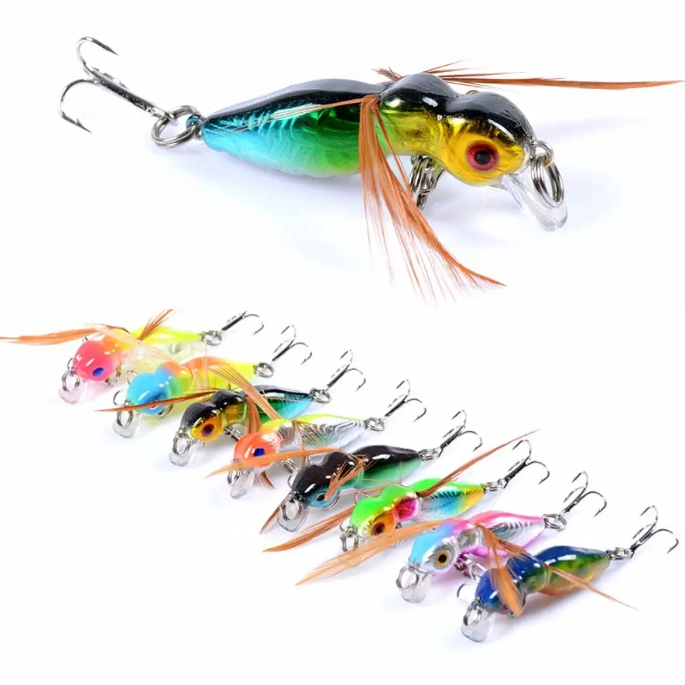 

1Pcs 4.5cm 3.5g Feather bee Fishing Lure Crankbait Freshwater Pesca Isca Artificial Insect Bait Wobbler Fishing Tackle WD-186