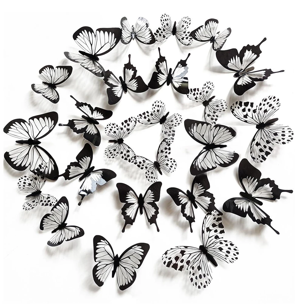 12/24pcs Black white 3D butterfly Wall Sticker Wedding Decoration bedroom living room Home Decor Butterflies Decals stickers
12/24pcs Black white 3D butterfly Wall Sticker Wedding Decoration bedroom living room Home Decor Butterflies Decals stickers