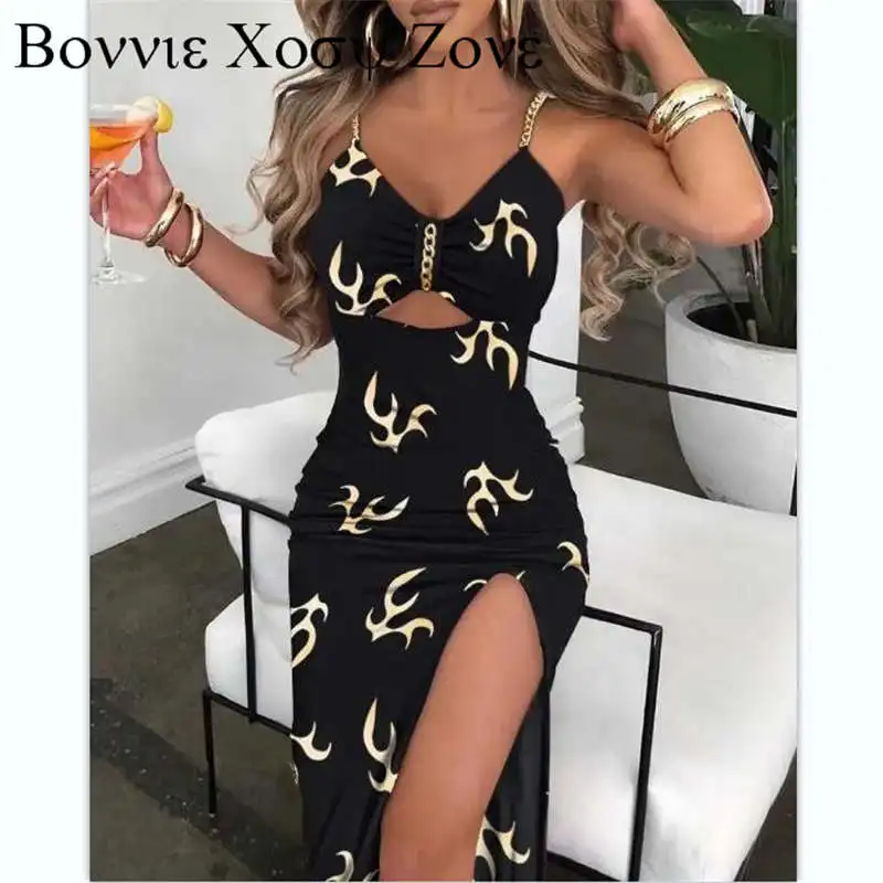 Summer Dress For Women 2022 V-Neck Sleeveless Fire Print Chain Decor Cutout High Slit Ruched Dress Chic Sexy Dresses
Summer Dress For Women 2022 V-Neck Sleeveless Fire Print Chain Decor Cutout High Slit Ruched Dress Chic Sexy Dresses