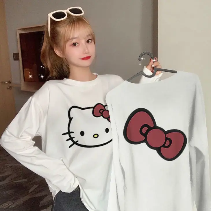 Sanrio Hello Kitty Cotton Long Sleeves T-Shirt Women Cartoon Student Korean Style Loose Fashion Cute Autumn Winter Tops Clothing
Sanrio Hello Kitty Cotton Long Sleeves T-Shirt Women Cartoon Student Korean Style Loose Fashion Cute Autumn Winter Tops Clothing