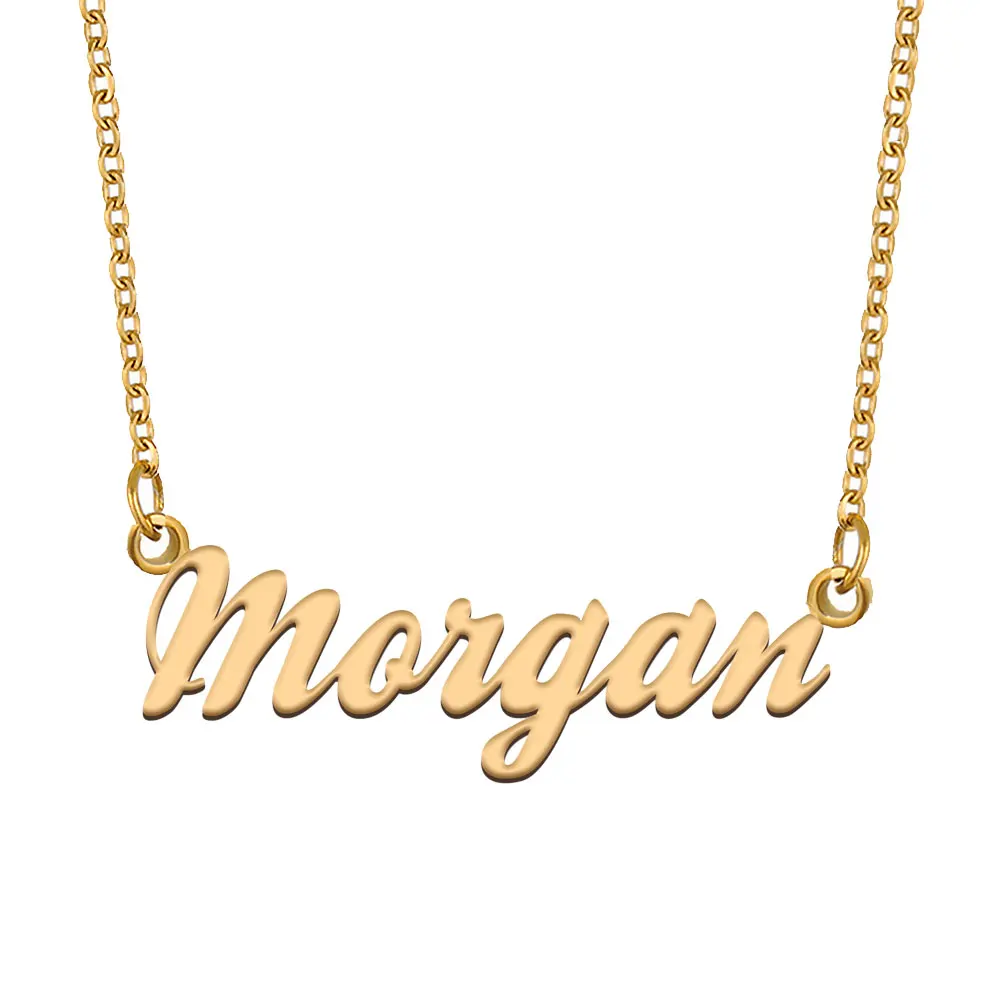 

Morgan Name Necklace for Women Stainless Steel Jewelry Gold Plated Nameplate Chain Pendant Femme Mothers Girlfriend Gift