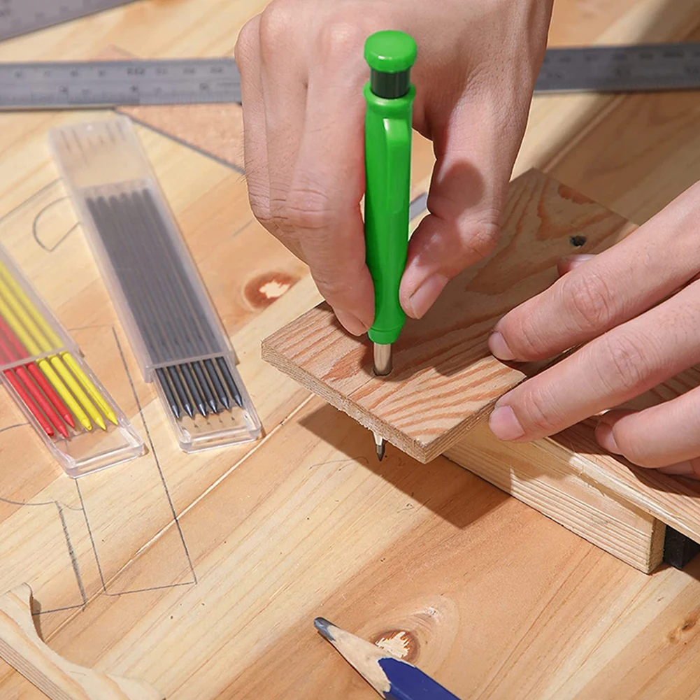 Solid Carpenter Pencil Set Built-in Sharpener With 6 Refill Leads Mechanical Pencil Marking Tool Kit For Woodworking Architect
Solid Carpenter Pencil Set Built-in Sharpener With 6 Refill Leads Mechanical Pencil Marking Tool Kit For Woodworking Architect
