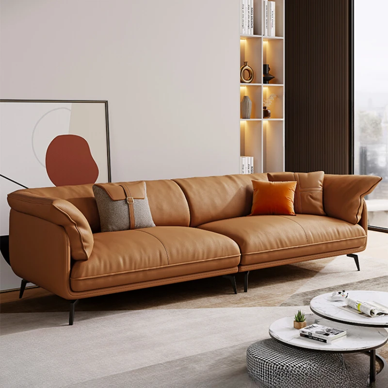 Light luxury leather sofa living room modern Italian minimalist three-seater cowhide down sofa
Light luxury leather sofa living room modern Italian minimalist three-seater cowhide down sofa