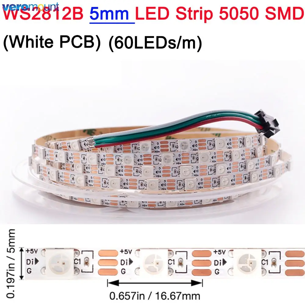 veromount Умная светодиодная лента WS2812B белая 5В 4мм/5мм
veromount Умная светодиодная лента WS2812B белая 5В 4мм/5мм