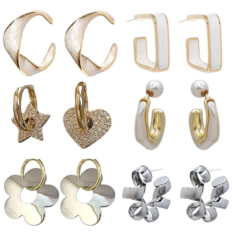 6pcs Set Women's Fashion Geometric Earring Set Metal Dangle Earrings Asymmetric Heart Rhinestone Hollow Out Fashion Jewelry
6pcs Set Women's Fashion Geometric Earring Set Metal Dangle Earrings Asymmetric Heart Rhinestone Hollow Out Fashion Jewelry