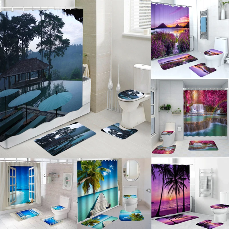 Bathroom Decor Waterproof Shower Curtain Set Toilet Seat Cover Non-Slip Bath Mat Rug Carpet Polyester Washable with 12 Hooks
Bathroom Decor Waterproof Shower Curtain Set Toilet Seat Cover Non-Slip Bath Mat Rug Carpet Polyester Washable with 12 Hooks
