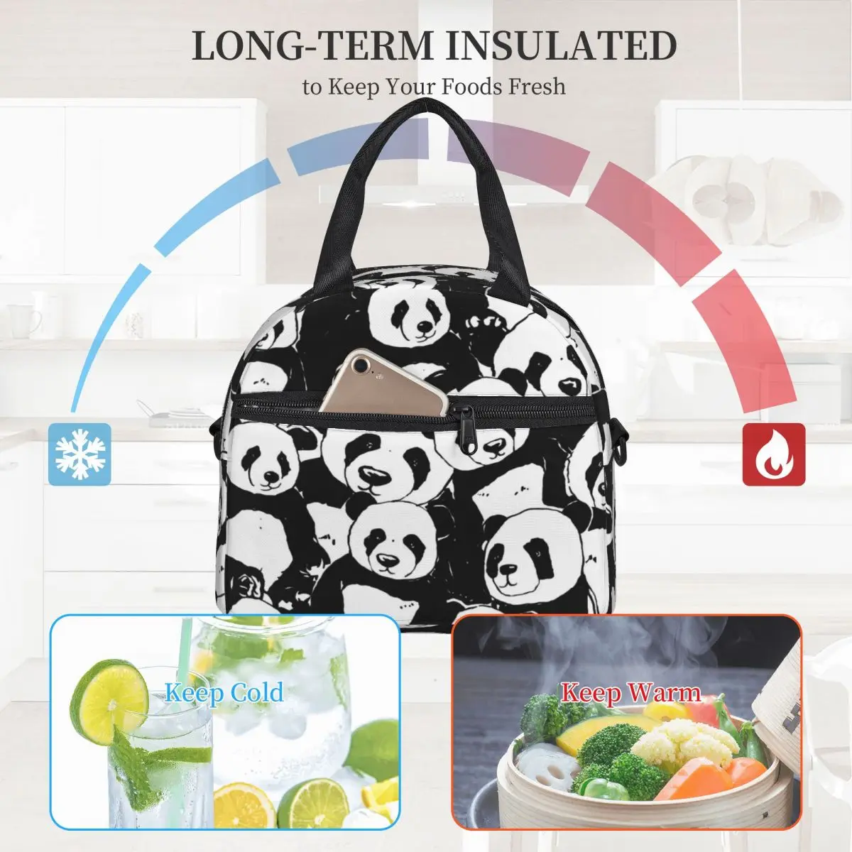 Black And White Panda Lunch Bag with Handle Funny Animal Print Beach Cooler Bag Zipper Pearl Cotton Elegant Thermal Bag
Black And White Panda Lunch Bag with Handle Funny Animal Print Beach Cooler Bag Zipper Pearl Cotton Elegant Thermal Bag