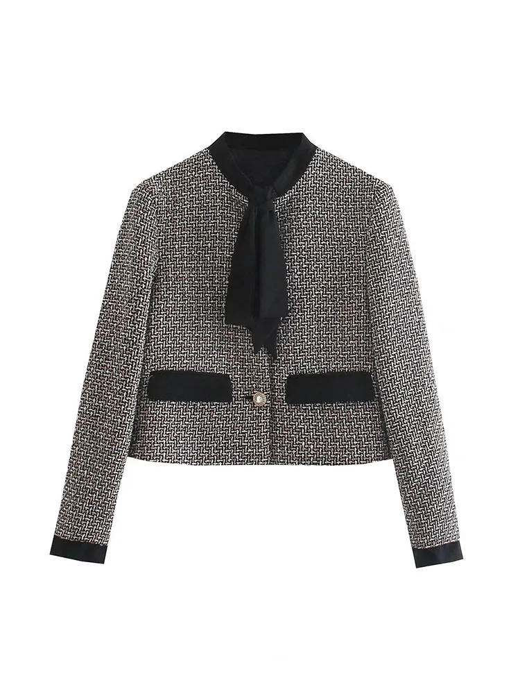 Women 2022 Autumn New Fashion bow-embellished textured Blazer Coat Vintage Long Sleeve Pockets Female Outerwear Chic
Women 2022 Autumn New Fashion bow-embellished textured Blazer Coat Vintage Long Sleeve Pockets Female Outerwear Chic