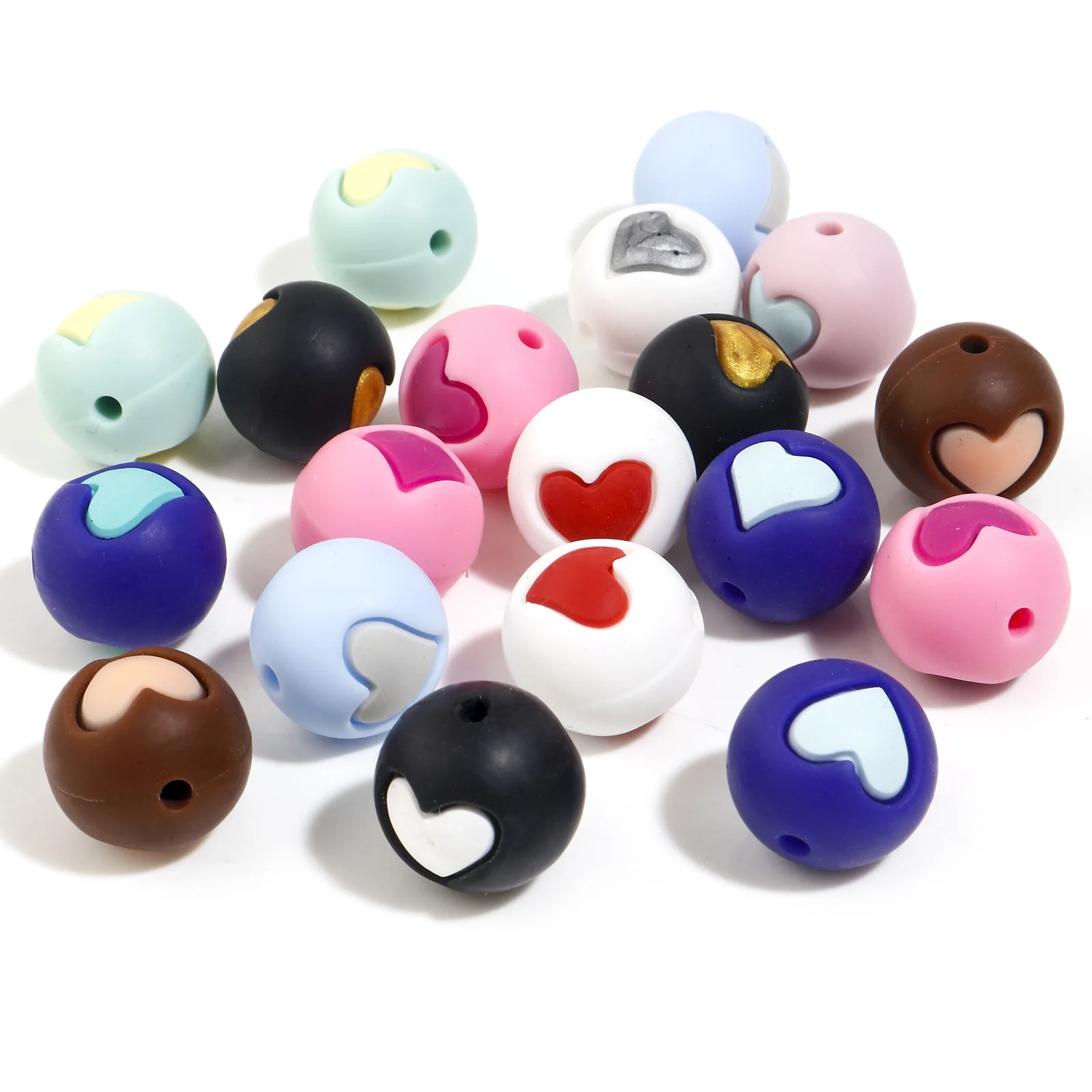 5PCs Round Silicone Spacer Beads 15mm Valentine's Day Multicolor Heart Pattern Sweet Loose Beads DIY Making Bracelets Jewelry
5PCs Round Silicone Spacer Beads 15mm Valentine's Day Multicolor Heart Pattern Sweet Loose Beads DIY Making Bracelets Jewelry