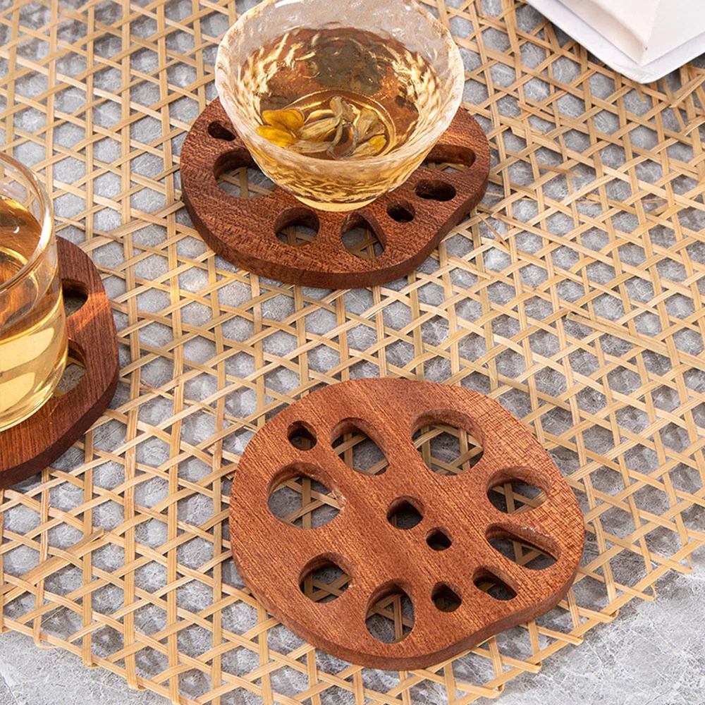

Handmade Wooden Lotus Root Heat Insulation Placemat Anti Scalding Tea Cup Coffee Cup Coaster Mats Insulation Pad Table Decor