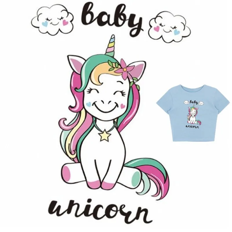 Heat Transfer Clothes T-Shirt Thermal Stickers Decoration Printing Cute Colorful Baby Unicorn Iron on Patches for DIY
Heat Transfer Clothes T-Shirt Thermal Stickers Decoration Printing Cute Colorful Baby Unicorn Iron on Patches for DIY