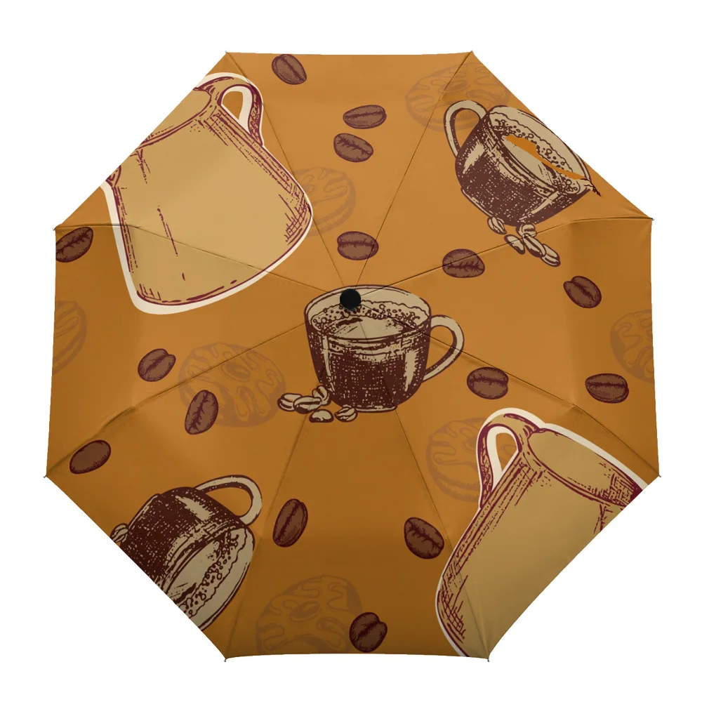 Coffee Beans Coffee Cup Brown Fully-automatic Umbrella for Outdoor Kids Adults Printed Umbrella Foldable Eight Strand Umbrella
Coffee Beans Coffee Cup Brown Fully-automatic Umbrella for Outdoor Kids Adults Printed Umbrella Foldable Eight Strand Umbrella