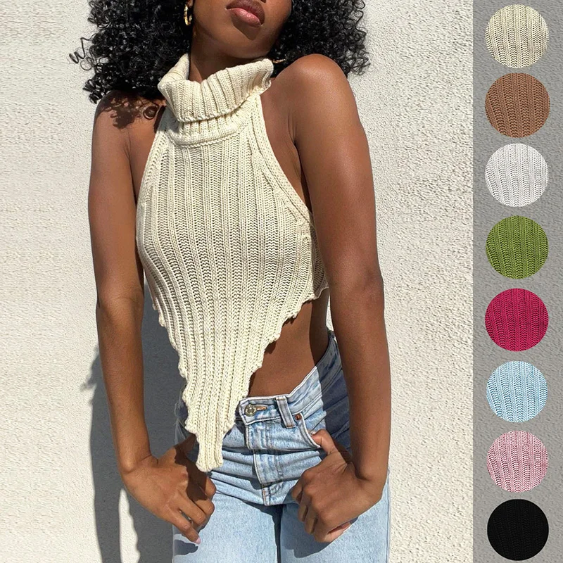 MOVOKAKA Ladies Spring Summer Turtleneck Women Sweater Vest Sexy Slim Knitted Sweater Sleeveless Pullovers Asymmetry Tops Female
MOVOKAKA Ladies Spring Summer Turtleneck Women Sweater Vest Sexy Slim Knitted Sweater Sleeveless Pullovers Asymmetry Tops Female