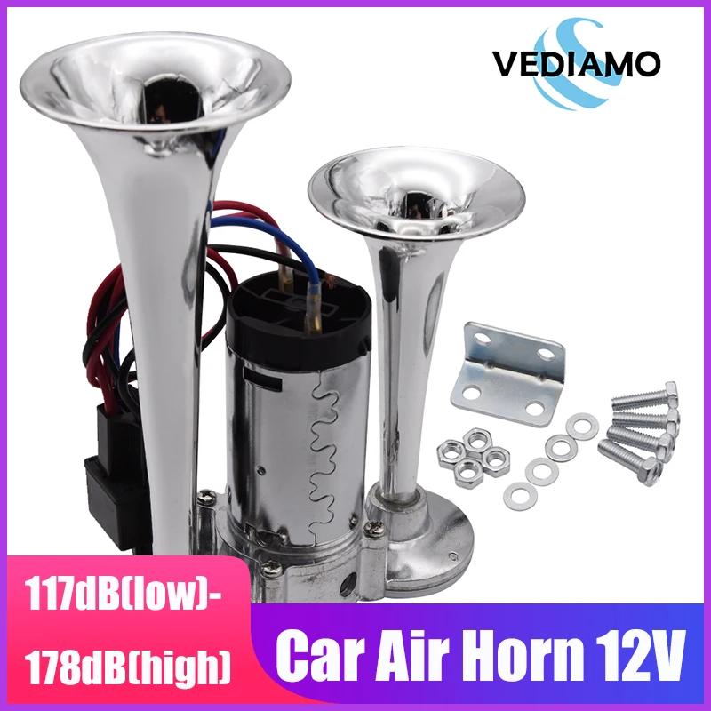 Car Air Horn 12V Super Loud 117dB-178dB Car Trumpet Air Horn Compressor Integrated Electric Horn Speaker Kit with Relay
Car Air Horn 12V Super Loud 117dB-178dB Car Trumpet Air Horn Compressor Integrated Electric Horn Speaker Kit with Relay