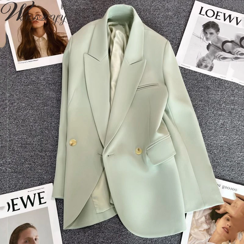 Korean Blazer Coat Women Spring Autumn Double Breasted Suit Jacket Office Lady Solid Colors Luxury Blazer Outwear Vintage Tops
Korean Blazer Coat Women Spring Autumn Double Breasted Suit Jacket Office Lady Solid Colors Luxury Blazer Outwear Vintage Tops