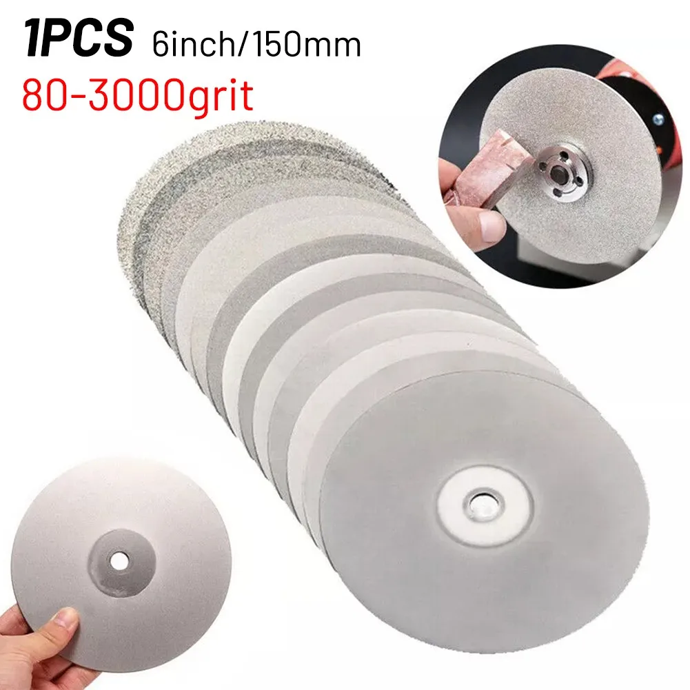 

6" 150mm Grit 80-3000 Diamond Coated Wheel Lapping Disc Flat Lap Wheel For Gemstone/jewelry/glass/rock/carving Grinding Disc