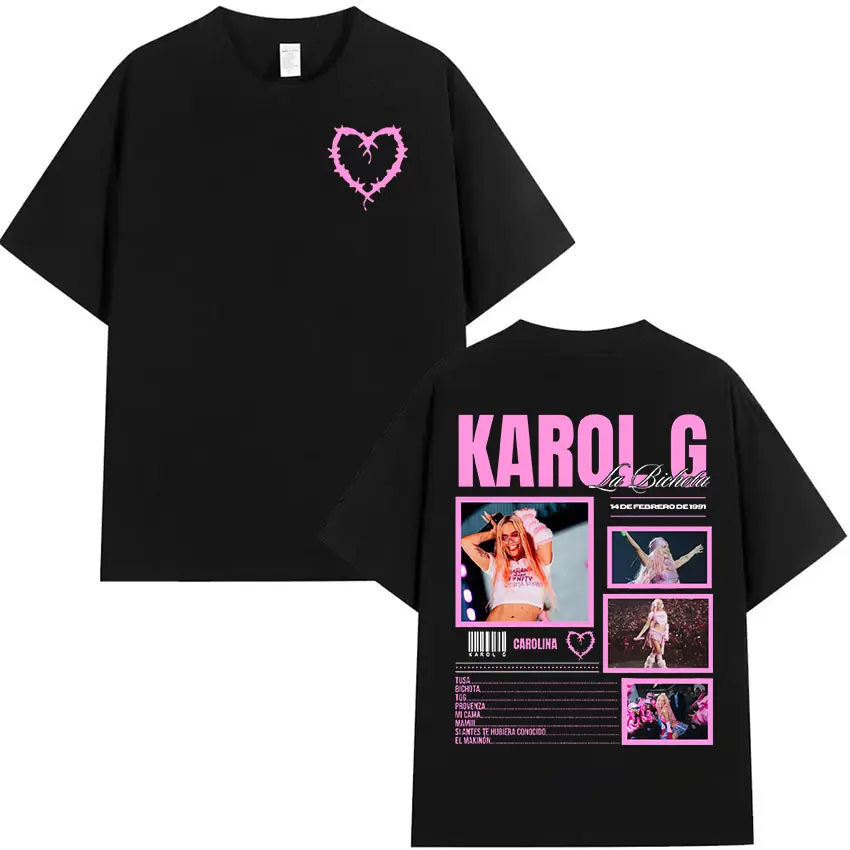 Футболка с рисунком Singer KAROL G Tour 2025 для мужчин и женщин эстетические модные