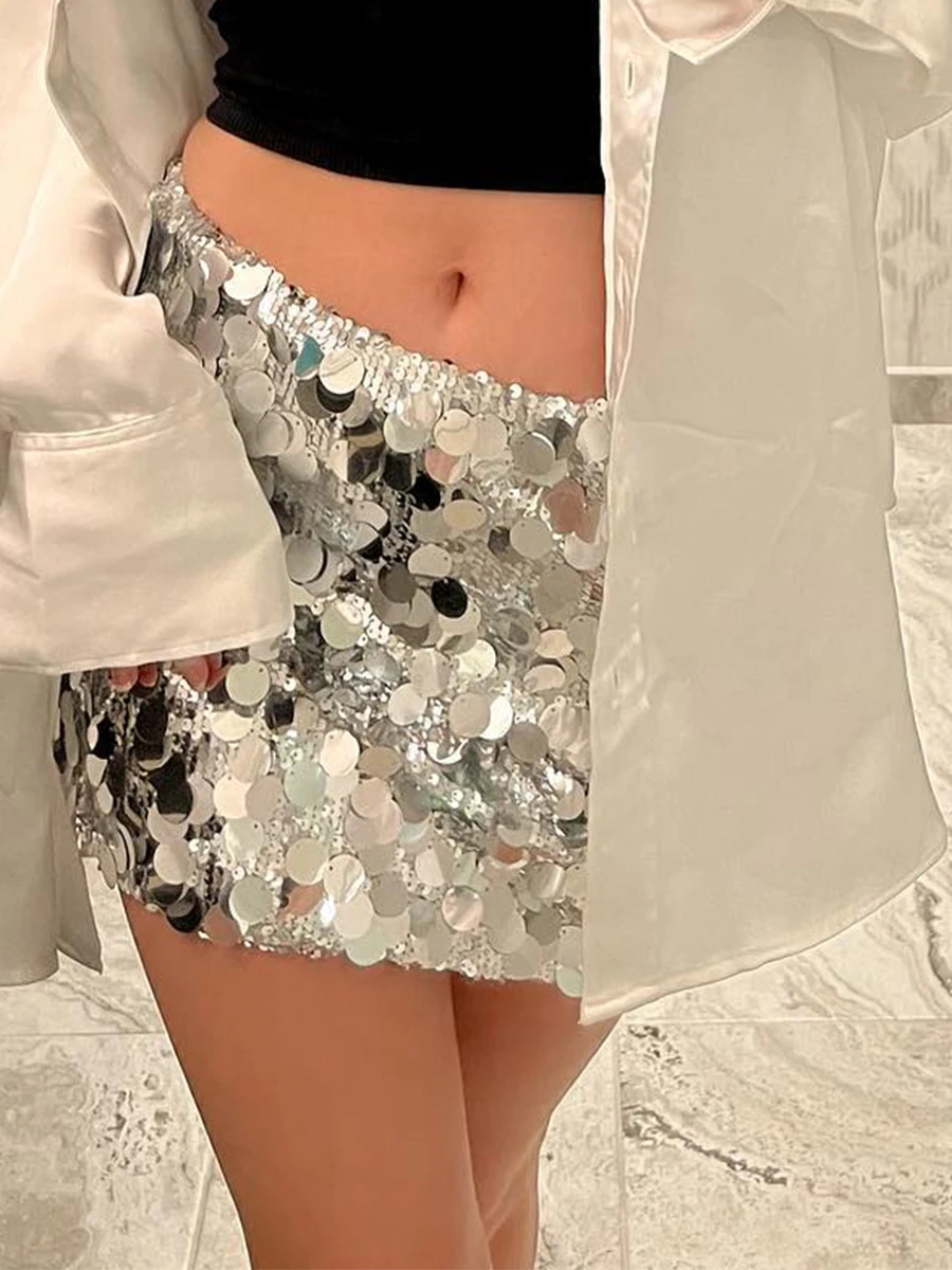 

Sparkling Sequin Tassel Skirt for Women - Perfect for Raves Belly Dancing Festivals and Performance Parties - Glittery Mini