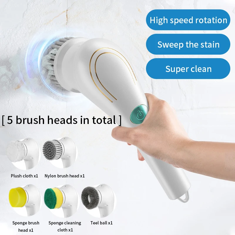 5 in 1Electric Brush USB Charging Cleaning Hand-Held Wireless Kitchen Pot Pan Multi-Functional Bathtub Tile Electric Clean Brush 
5 in 1Electric Brush USB Charging Cleaning Hand-Held Wireless Kitchen Pot Pan Multi-Functional Bathtub Tile Electric Clean Brush