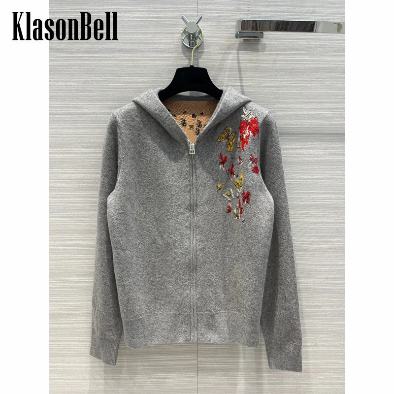 7,12 KlasonBell вышивка бабочки вязаный шерстяной кашемировый кардиган на молнии с капюшоном для женщин 
7,12 KlasonBell вышивка бабочки вязаный шерстяной кашемировый кардиган на молнии с капюшоном для женщин