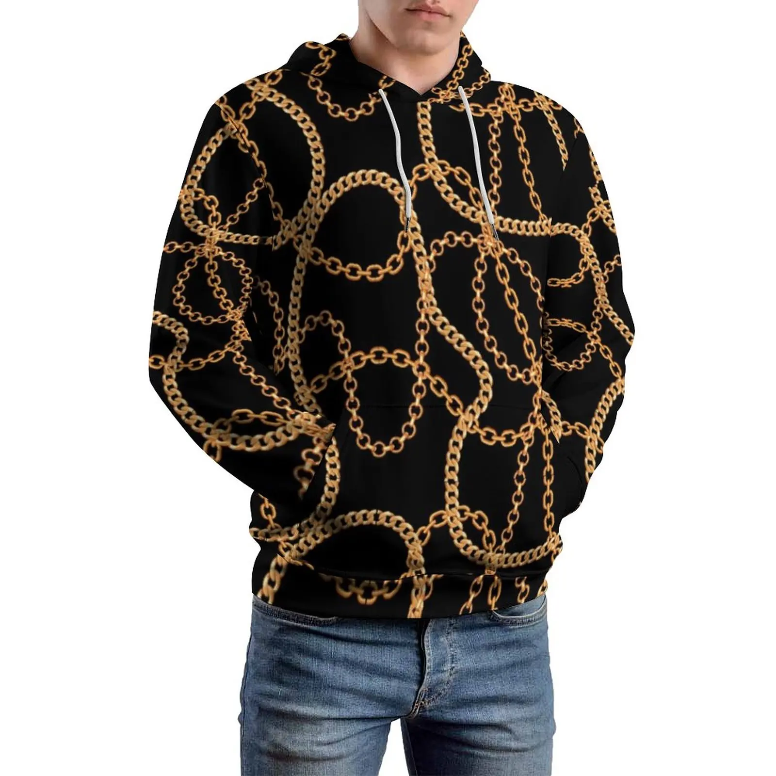 Chain Print Loose Hoodies Gold Chains Luxury Harajuku Hoodie Male Long Sleeve Oversized Casual Printed Tops
Chain Print Loose Hoodies Gold Chains Luxury Harajuku Hoodie Male Long Sleeve Oversized Casual Printed Tops