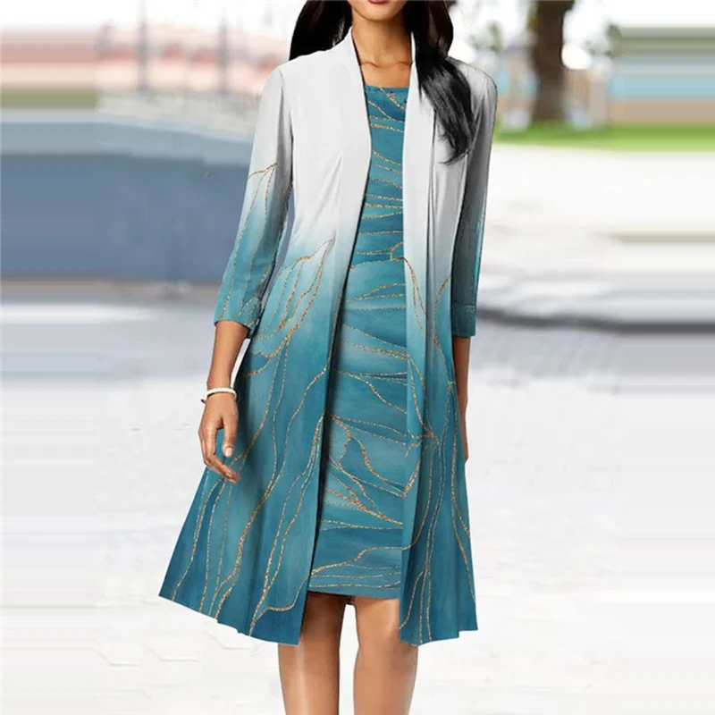 Women Elegant New Harajuku Gradient Printed Dress Suits Autumn Cardigan Long Tops Jacket +O-Neck Pullover Dresses Two Piece Set
Women Elegant New Harajuku Gradient Printed Dress Suits Autumn Cardigan Long Tops Jacket +O-Neck Pullover Dresses Two Piece Set