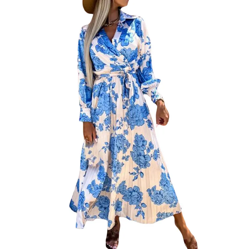 Women Boho Dresses Spring Fall Clothes Lapel Lantern Long Sleeve High Waist Floral Printed Pleated Big Hem Long Dress with Belt
Women Boho Dresses Spring Fall Clothes Lapel Lantern Long Sleeve High Waist Floral Printed Pleated Big Hem Long Dress with Belt