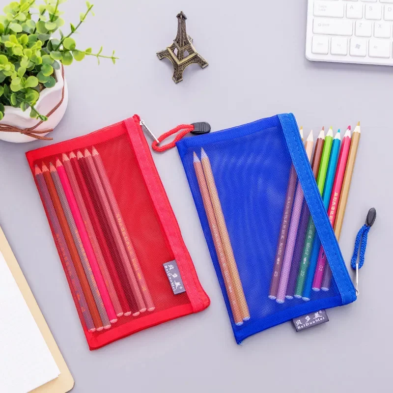 Transparent Mesh Zipper Office Supplies Pencil Case Pen Bag A6 Storage Bag Large Capacity Stationery Pencil Bags
Transparent Mesh Zipper Office Supplies Pencil Case Pen Bag A6 Storage Bag Large Capacity Stationery Pencil Bags