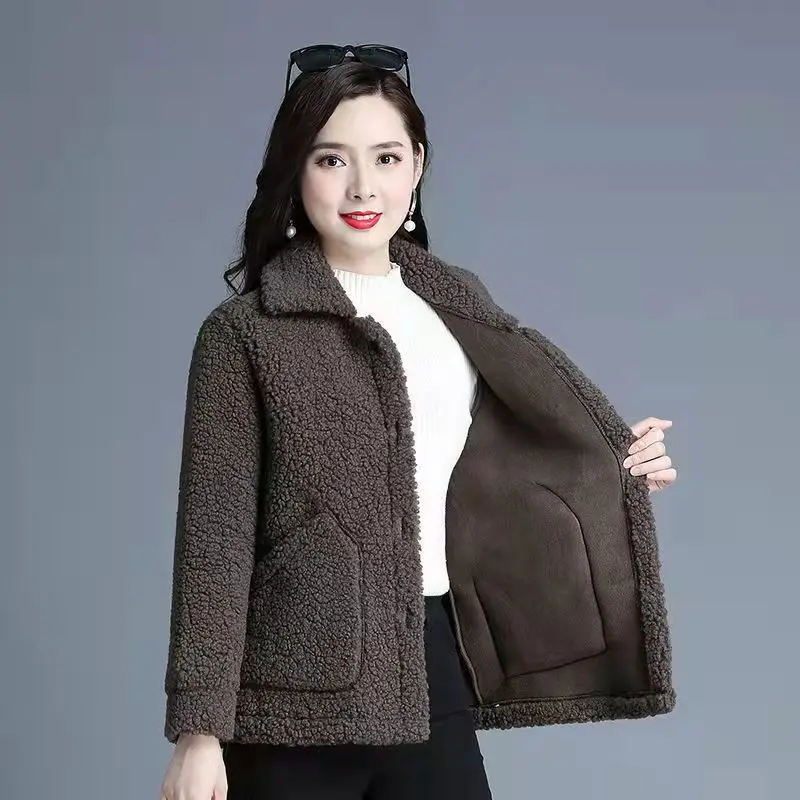 2023 New Autumn/Winter Lamb Plush Coat Women's Short Plush Thickened Foreign Style Top 
2023 New Autumn/Winter Lamb Plush Coat Women's Short Plush Thickened Foreign Style Top