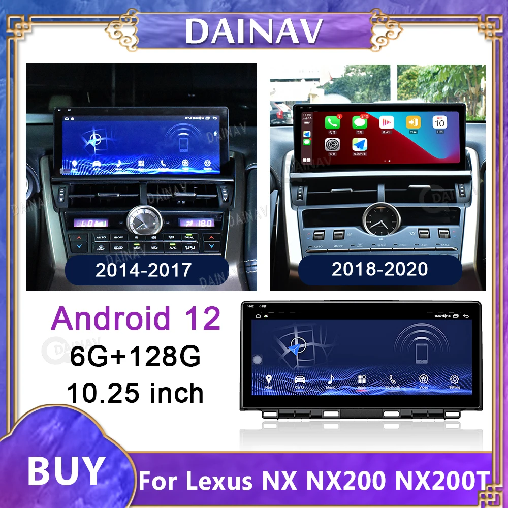 

Автомобильный радиоприемник 10,25 дюймов Android 12 для Lexus NX NX200 NX200T 2014-2020, мультимедийный плеер с GPS-навигацией, головное устройство Carplay