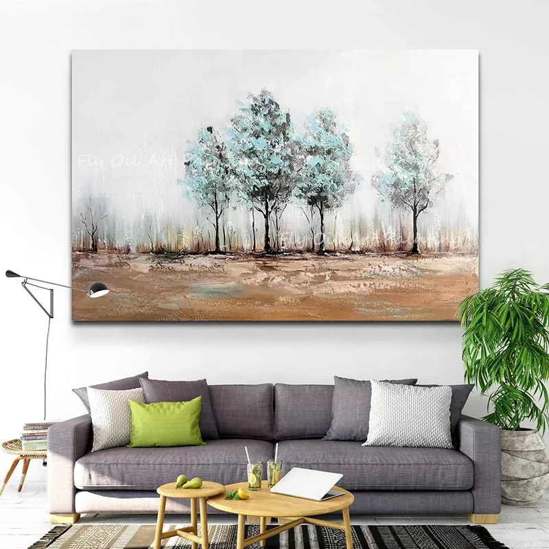 

Large Size 100% Handpainted Tree Forest Outside Scenery Oil Painting Modern Living Room Wall Decoration Gift