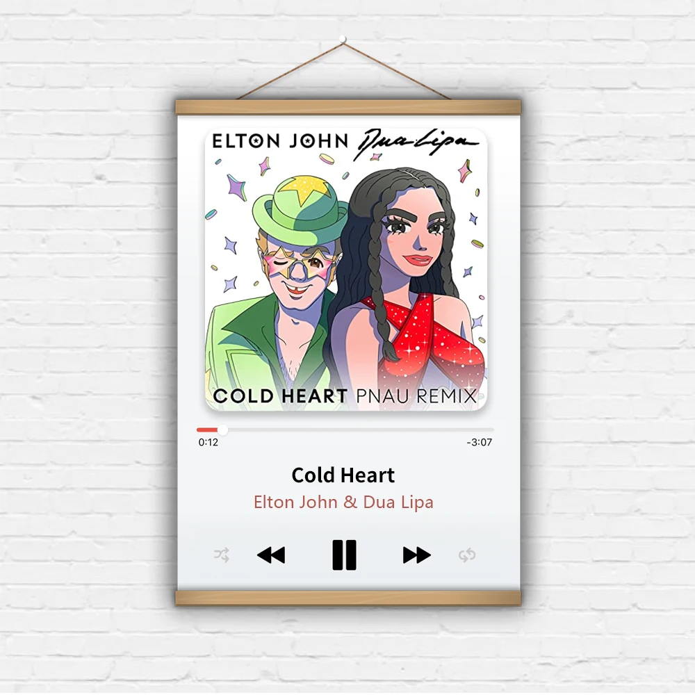 

Cold Heart -Elton John Dua Play Music Hot Song Artists Popular Album Scroll Art Print Canvas Poster Painting Decor Custom